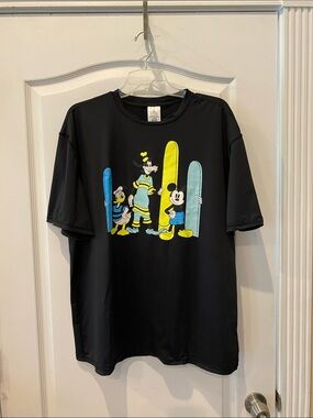 Disney Black Crewneck Tee with White Logo Tag